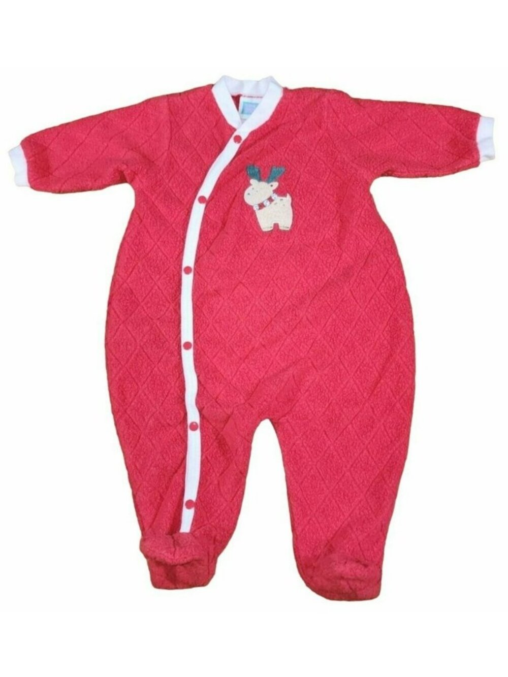 Vintage Little Me Christmas Reindeer Diamond Holiday Sleeper 6 months Soft!!